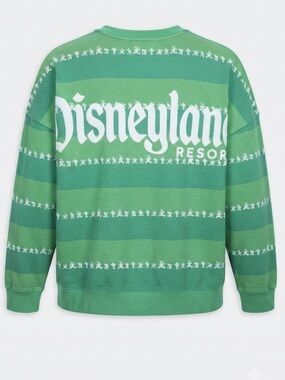 Disneyland Resort Green Striped Spirit Jersey Pullover Mickey Friends Sweatshirt